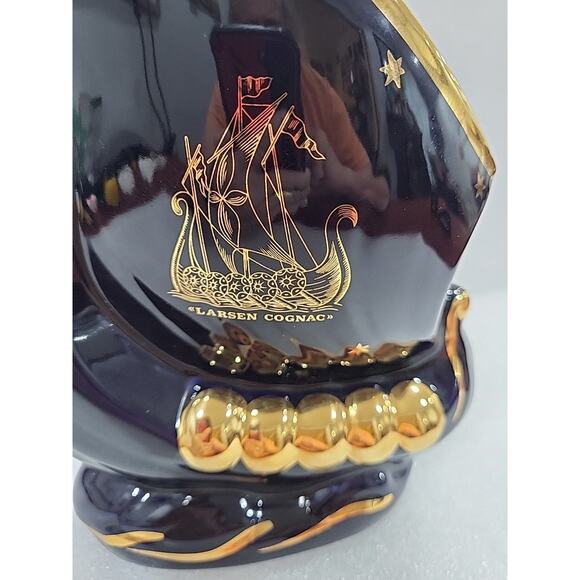Liquor Bottle Larsen Ship Cognac LIMOGES Porcelain, Hand Decorated 24 K GOLD - Picture 5 of 13